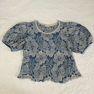 Solitaire Blue and White Floral Blouse